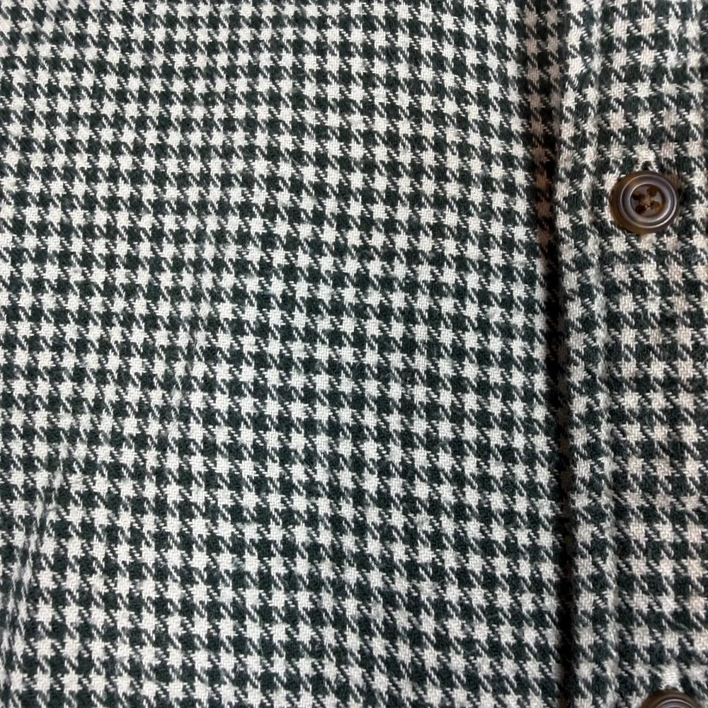 VTG 90s J Crew Oarsman Flannel Shirt Men L Green Houndstooth Button Down Cotton⁠